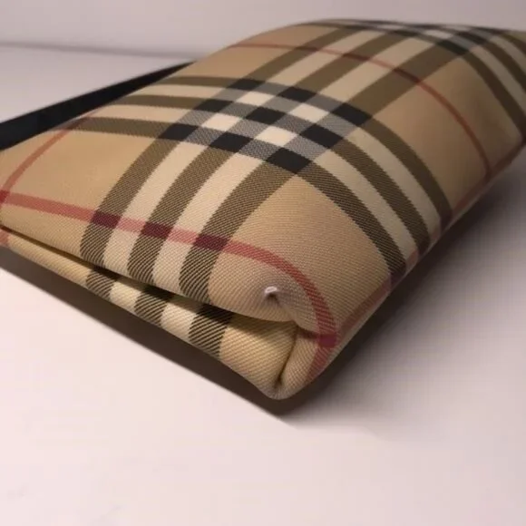 Pre-Loved Authentic BURBERRY Nova Check Pouch Handbag – Beige/Black PVC 👜 - Picture 11 of 12